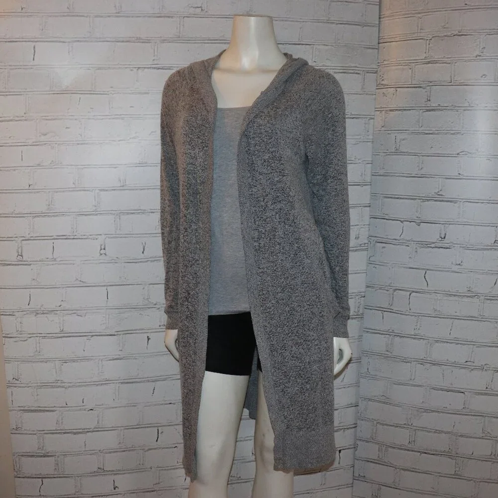 Heather Gray SO Duster Cardigan with hood and pockets Size Medium